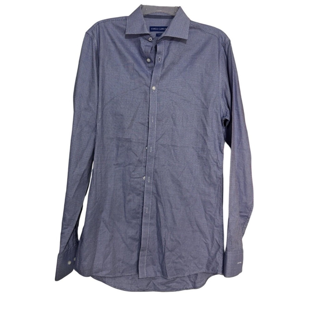 Vince Camuto Men's‎ Slim Fit Dress Shirt - Blue Pattern - Size 15 (34/35)